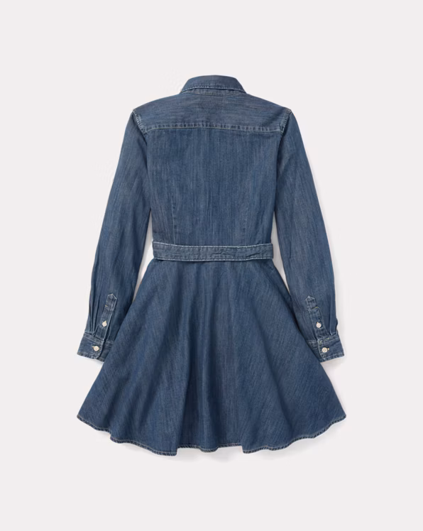Belted Cotton Denim Shirtdress
