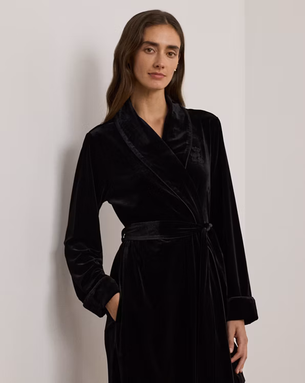 Velvet Long Shawl-Collar Robe