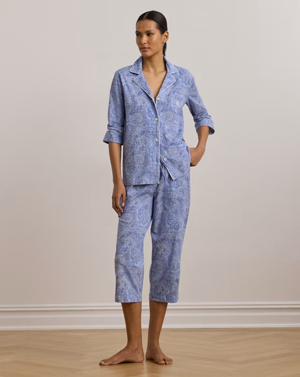 Paisley Cotton Jersey Capri Sleep Set