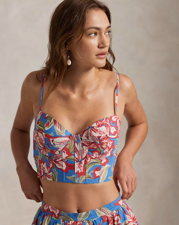 Floral Cotton Bustier Top