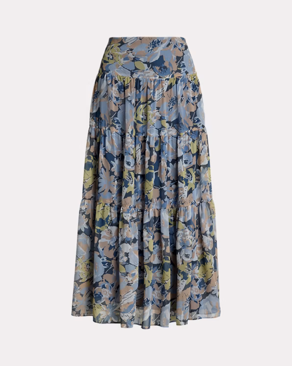 Floral Crinkle Georgette Tiered Skirt