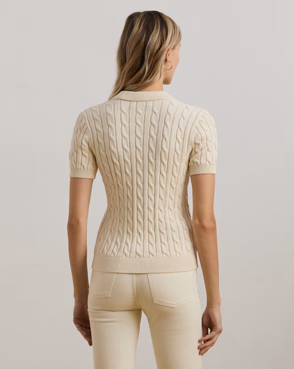 Cable-Knit Cotton Polo Jumper