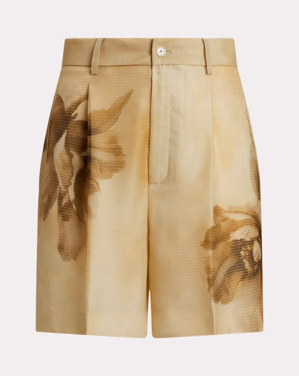 Tracy Pleated Floral Silk Gauze Short
