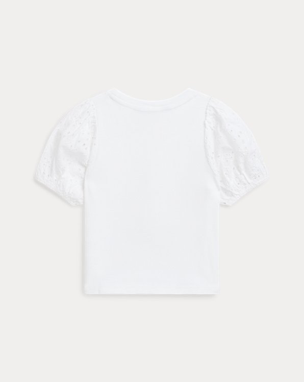 Cotton-Modal Eyelet-Sleeve Top