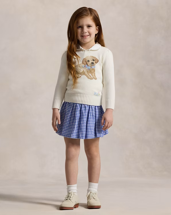 Gingham Linen-Cotton Wrap Skort