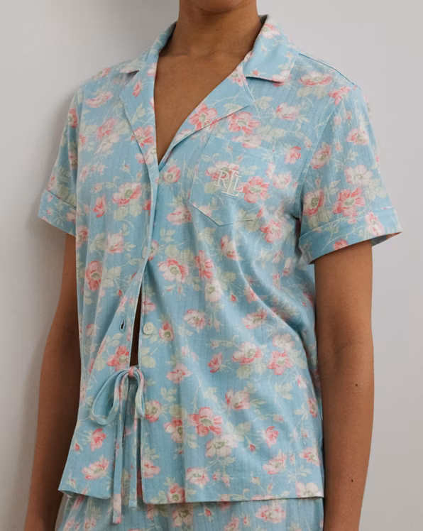 Floral Textured Knit Boxer Sleep Set