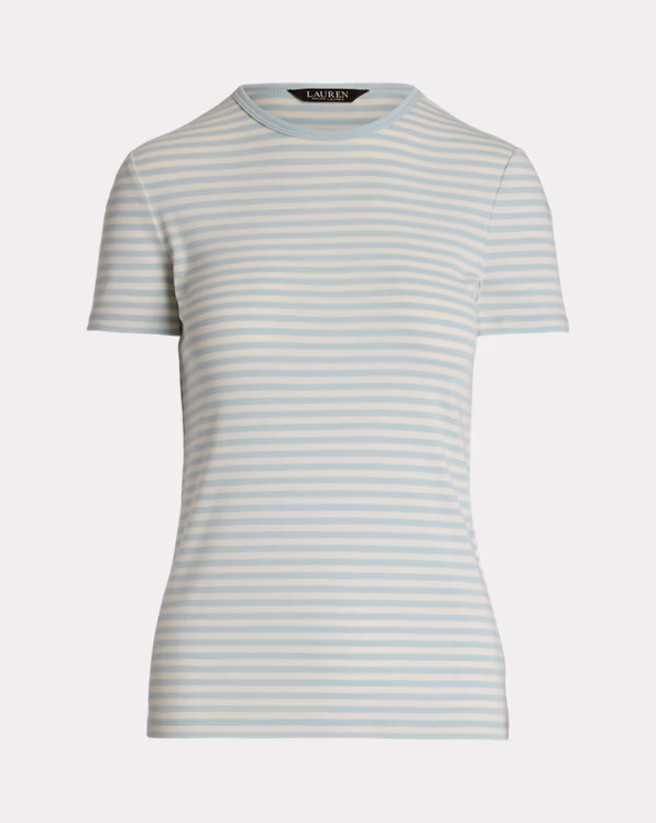 Striped Stretch Cotton Crewneck Tee