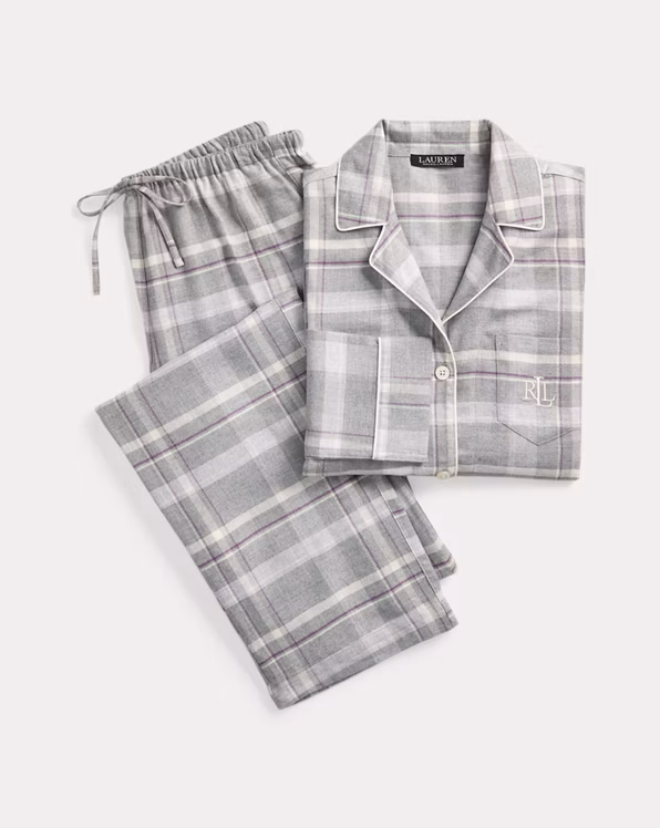 Plaid Herringbone Twill Sleep Set
