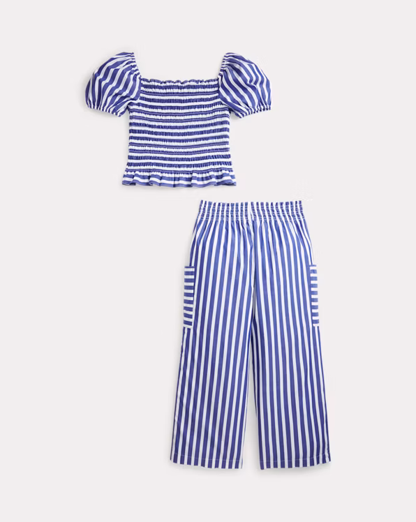 Striped Cotton Top & Cropped Trouser Set