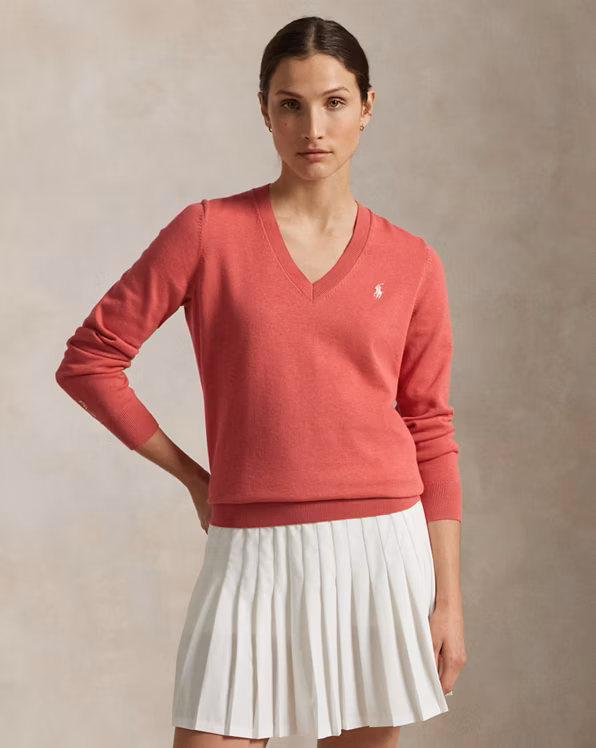 Cotton-Blend V-Neck Jumper