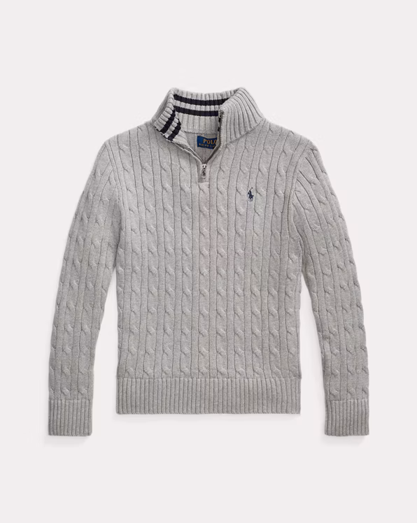 Cable-Knit Cotton Quarter-Zip Jumper