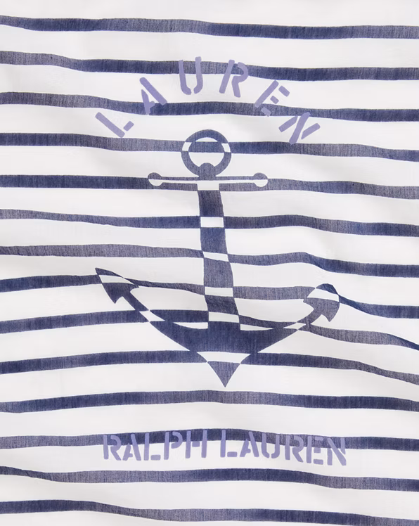 Anchor-Logo Striped Square Scarf