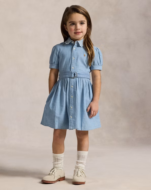 Belted Indigo Chambray Shirtdress