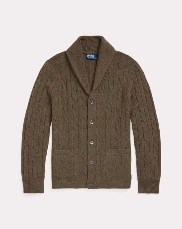 Cable-Knit Cashmere Shawl Cardigan