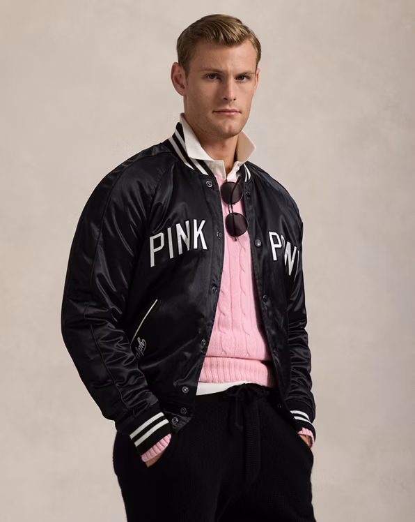 Pink Pony Satin Baseball Jacket