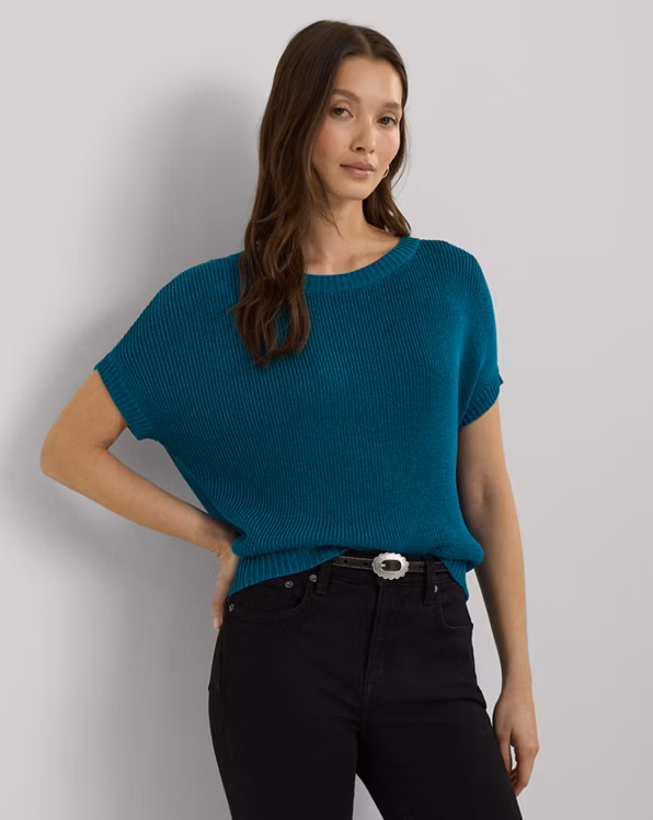 Rib-Knit Short-Sleeve Jumper