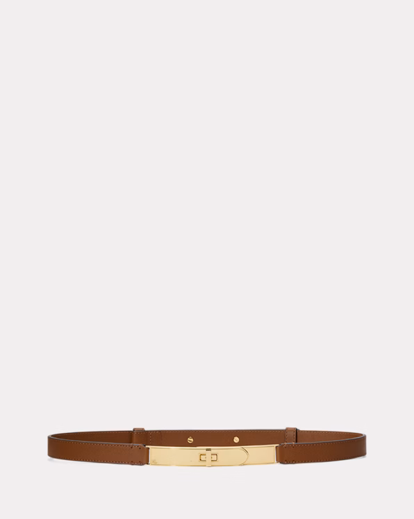 Turn-Lock Skinny Leather Belt