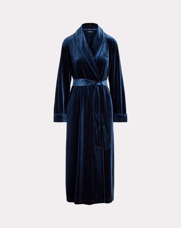 Velvet Long Shawl-Collar Robe