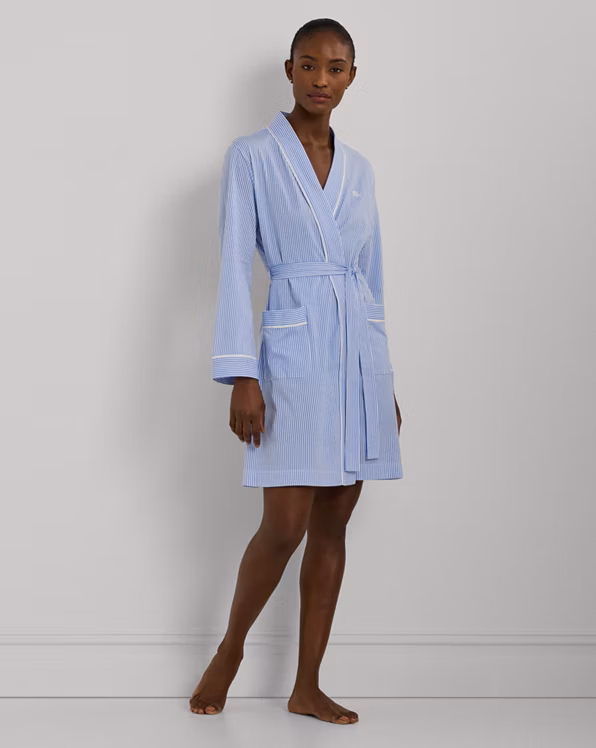 Striped Cotton Jersey Robe