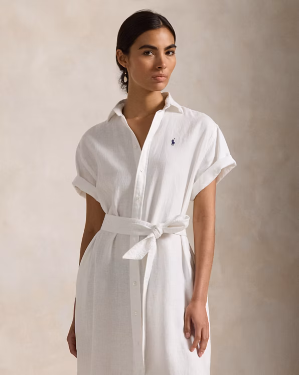 Linen Short-Sleeve Shirtdress
