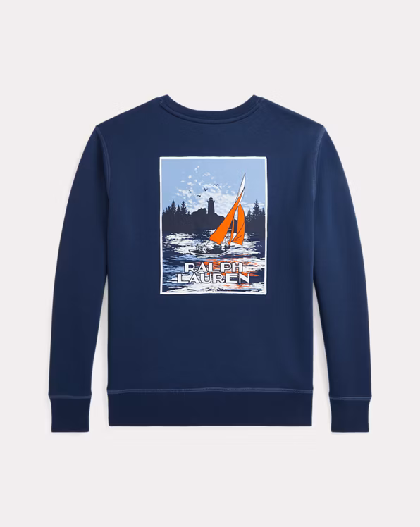Sailboat-Print Fleece Sweatshirt