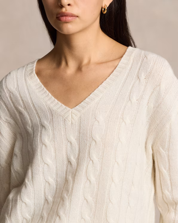Relaxed Fit Cable Cashmere Jumper