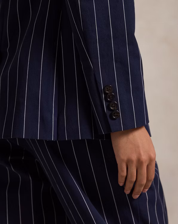 Pinstripe Cotton-Linen Blazer