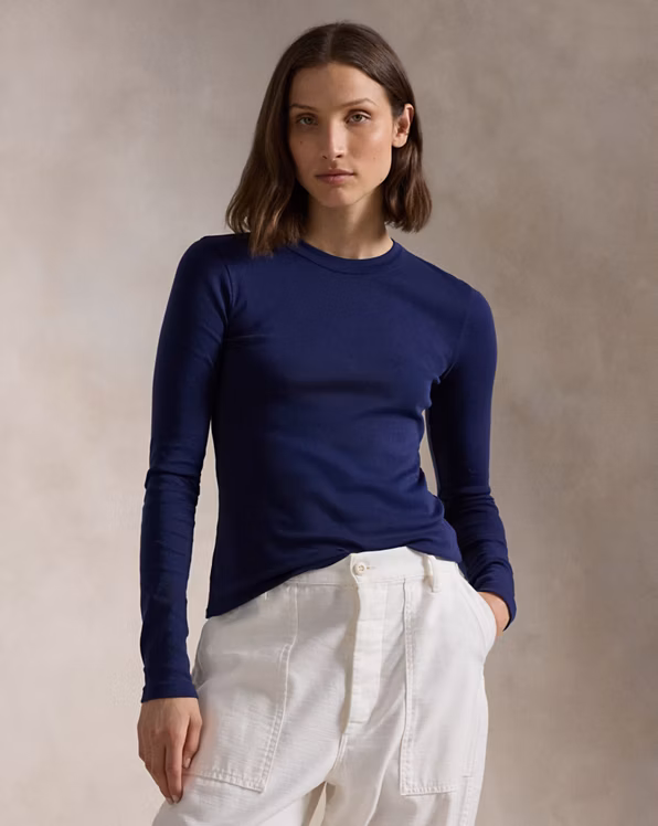 Slim Fit Cotton Long-Sleeve Tee