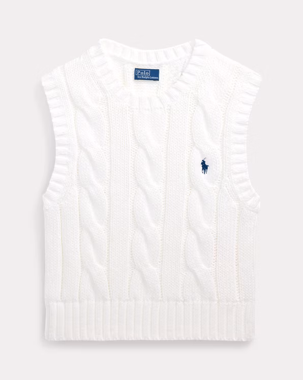 Cable-Knit Cotton Cropped Vest