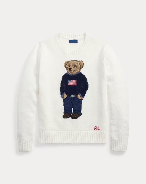 Polo Bear Linen-Cotton Crewneck Jumper