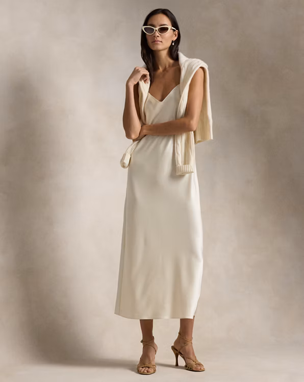 Satin Midi Slip Dress