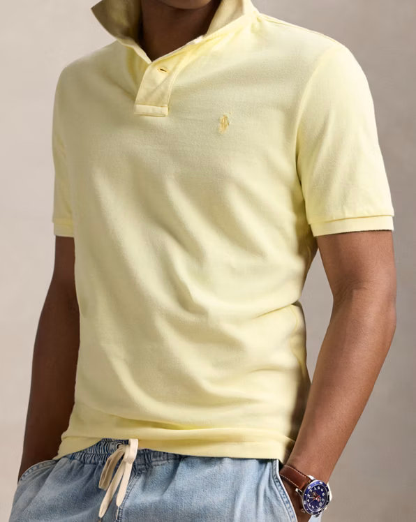 Custom Slim Mineral-Dyed Mesh Polo Shirt