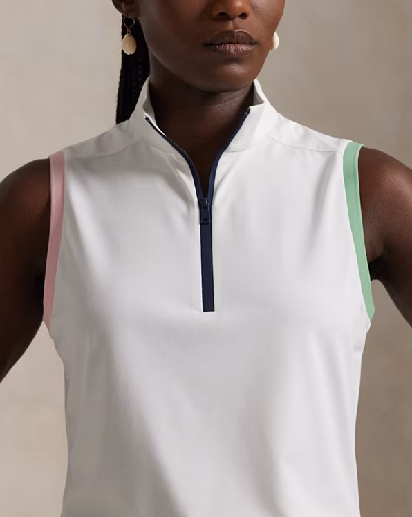 Slim Fit Sleeveless Quarter-Zip Polo