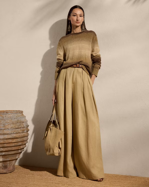 Ombré Linen-Blend Rollneck Jumper