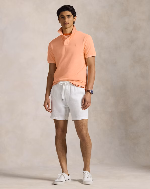 Custom Slim Mineral-Dyed Mesh Polo Shirt