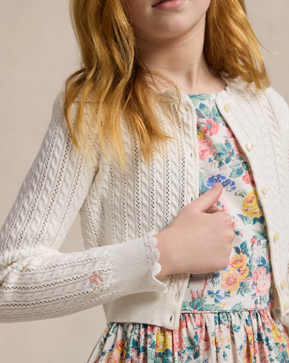 Pointelle-Knit Cotton Cardigan