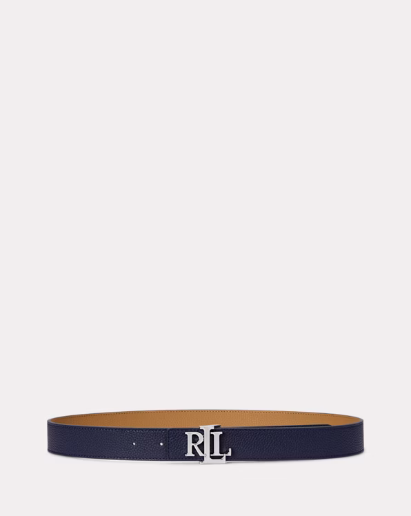 Logo Reversible Pebbled Leather Belt