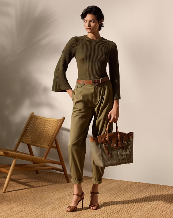 Rib-Knit Wool-Silk Button-Sleeve Jumper