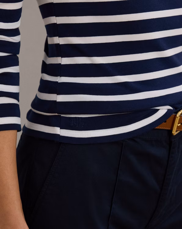 Striped Stretch Cotton Long-Sleeve Tee