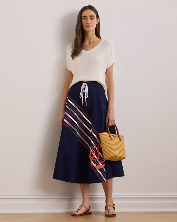 Rib-Knit Short-Sleeve V-Neck Jumper