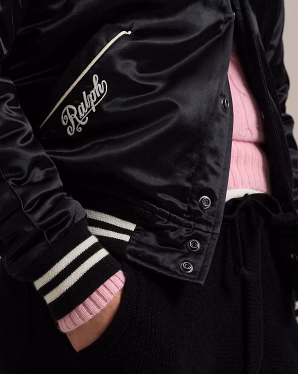 Pink Pony Satin Baseball Jacket