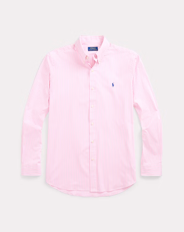 Custom Fit Striped Stretch Poplin Shirt