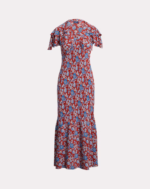 Floral-Print Silk Dress