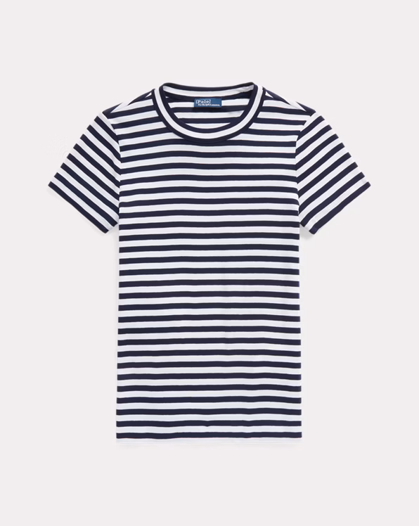Striped Rib-Knit Cotton Crewneck T-Shirt