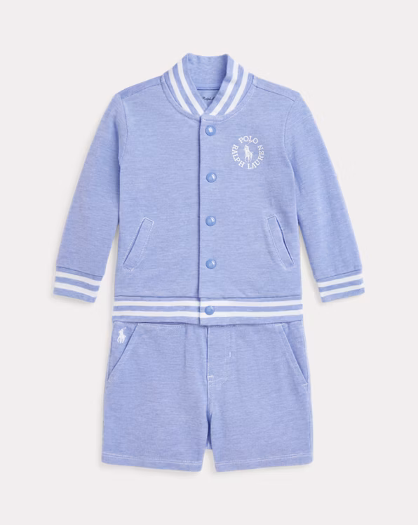 Cotton Tee, Baseball Jacket & Short Set
