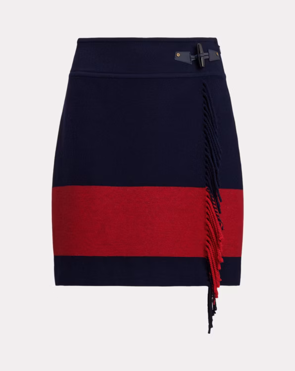 Two-Tone Fringe-Trim Miniskirt