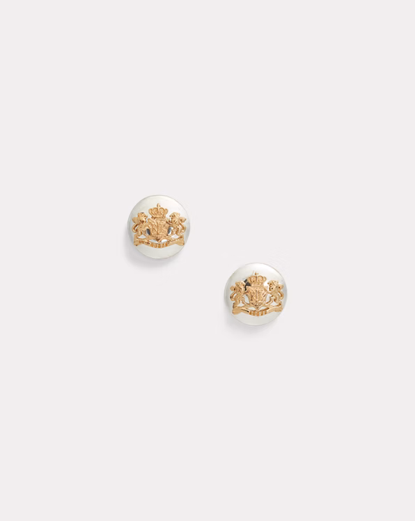 Two-Tone Sterling Silver Crest Studs