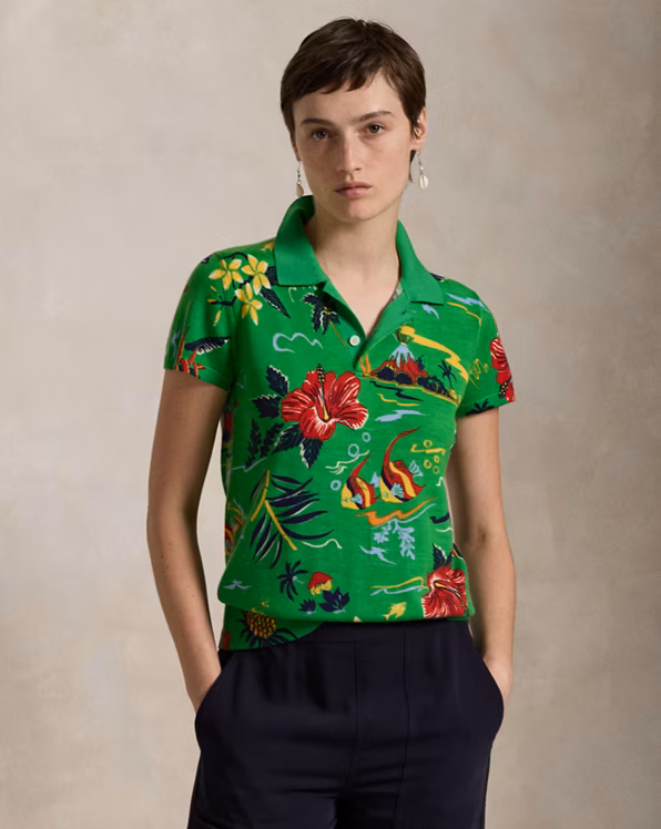 Floral Knit Wool Polo Shirt