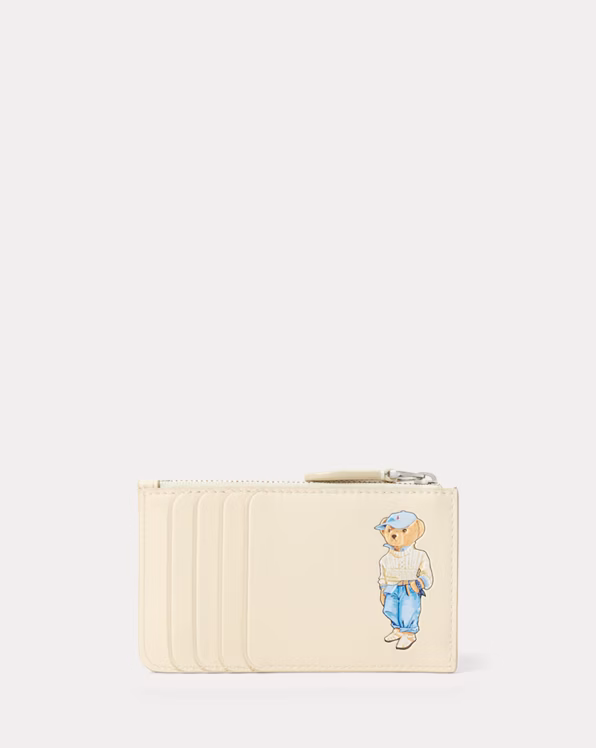 Polo Bear Leather Zip Card Case
