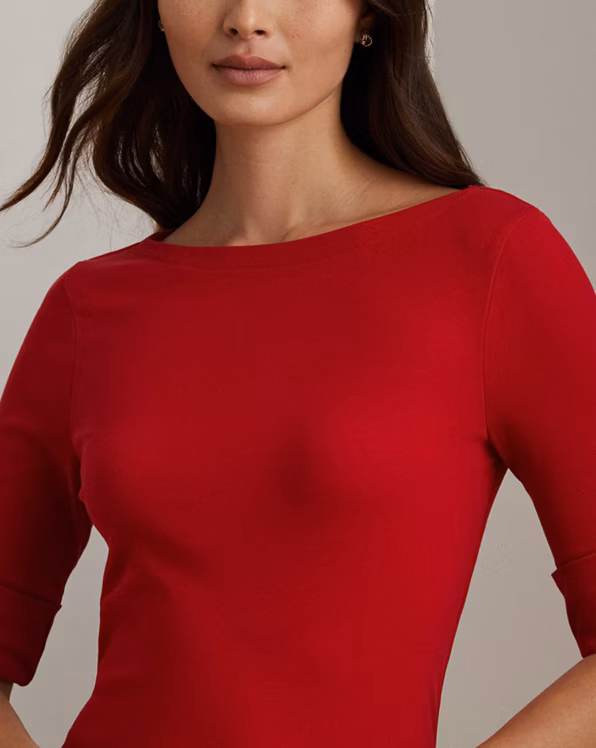 Stretch Cotton Boatneck Tee